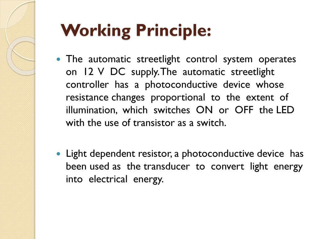 Automatic night on sale lamp ppt